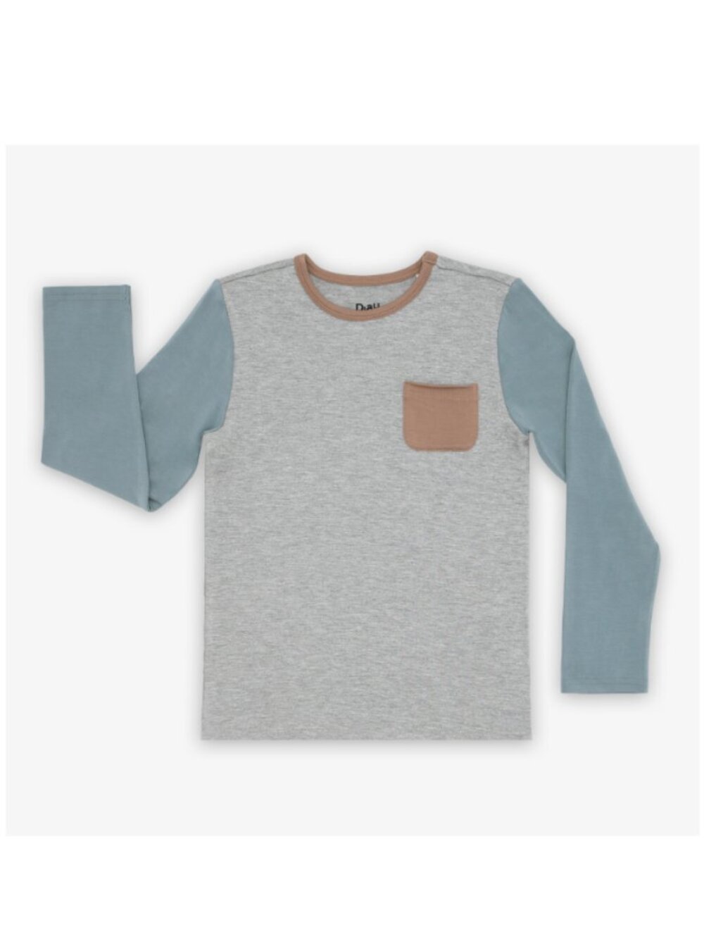 NWT Little Sleepies Heather Gray Colorblock Long Sleeve Pocket Tee - Size 5 / 5T